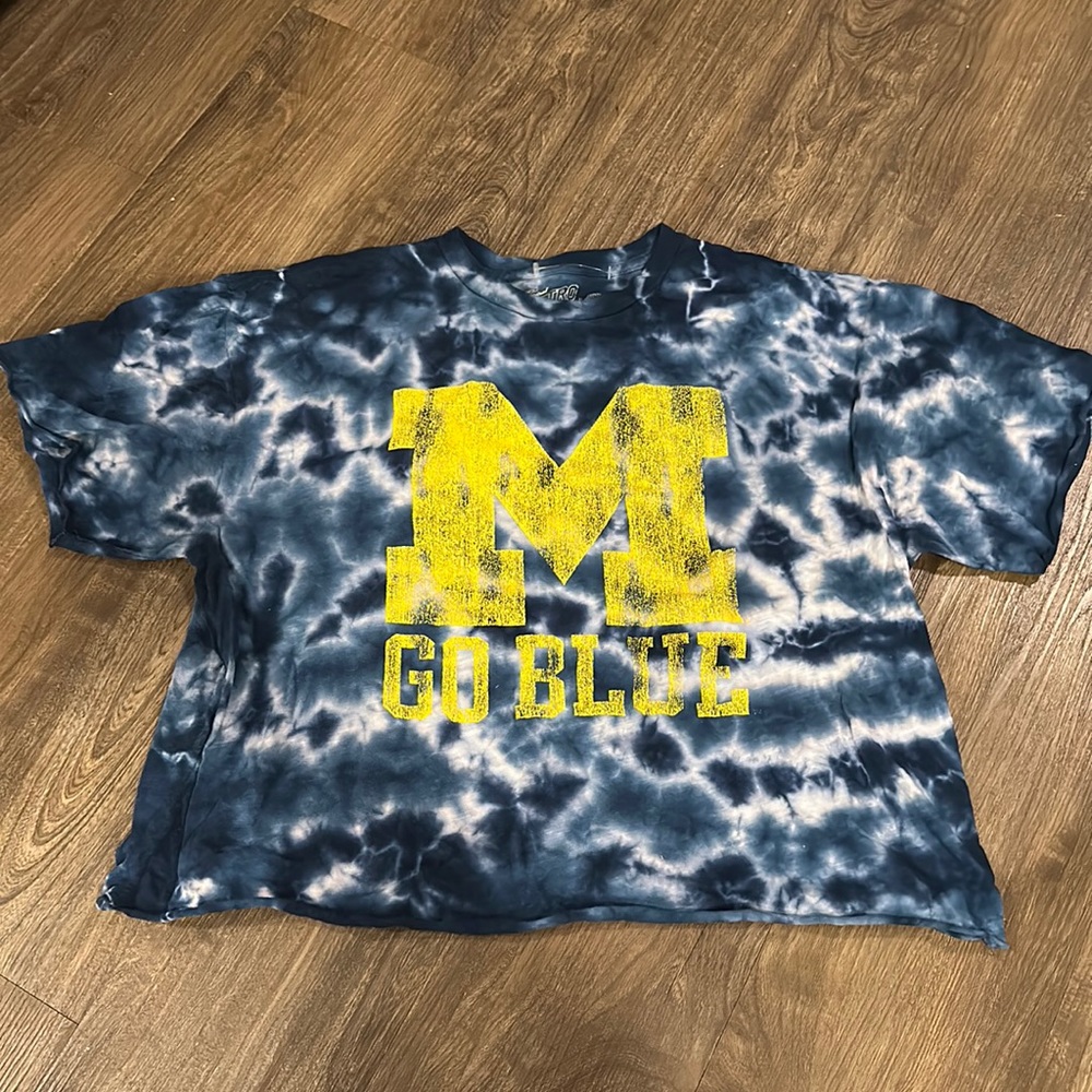 Original Retro Brand Navy Tie-Dye "M Go Blue" Michigan Tee with Yellow Logo